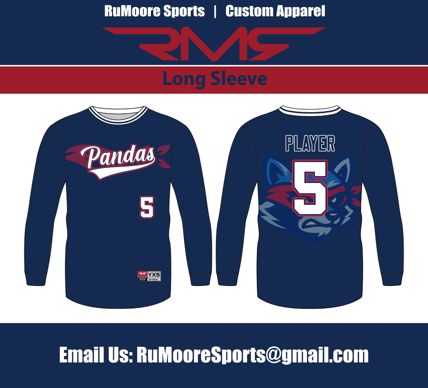 Pandas Long Sleeve Crew Jersey