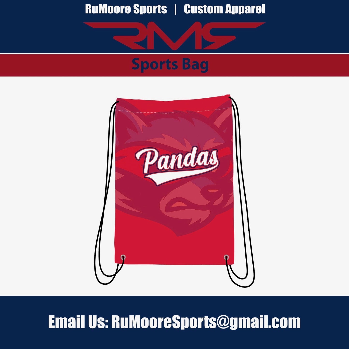 Pandas Sublimated Drawstring Bag