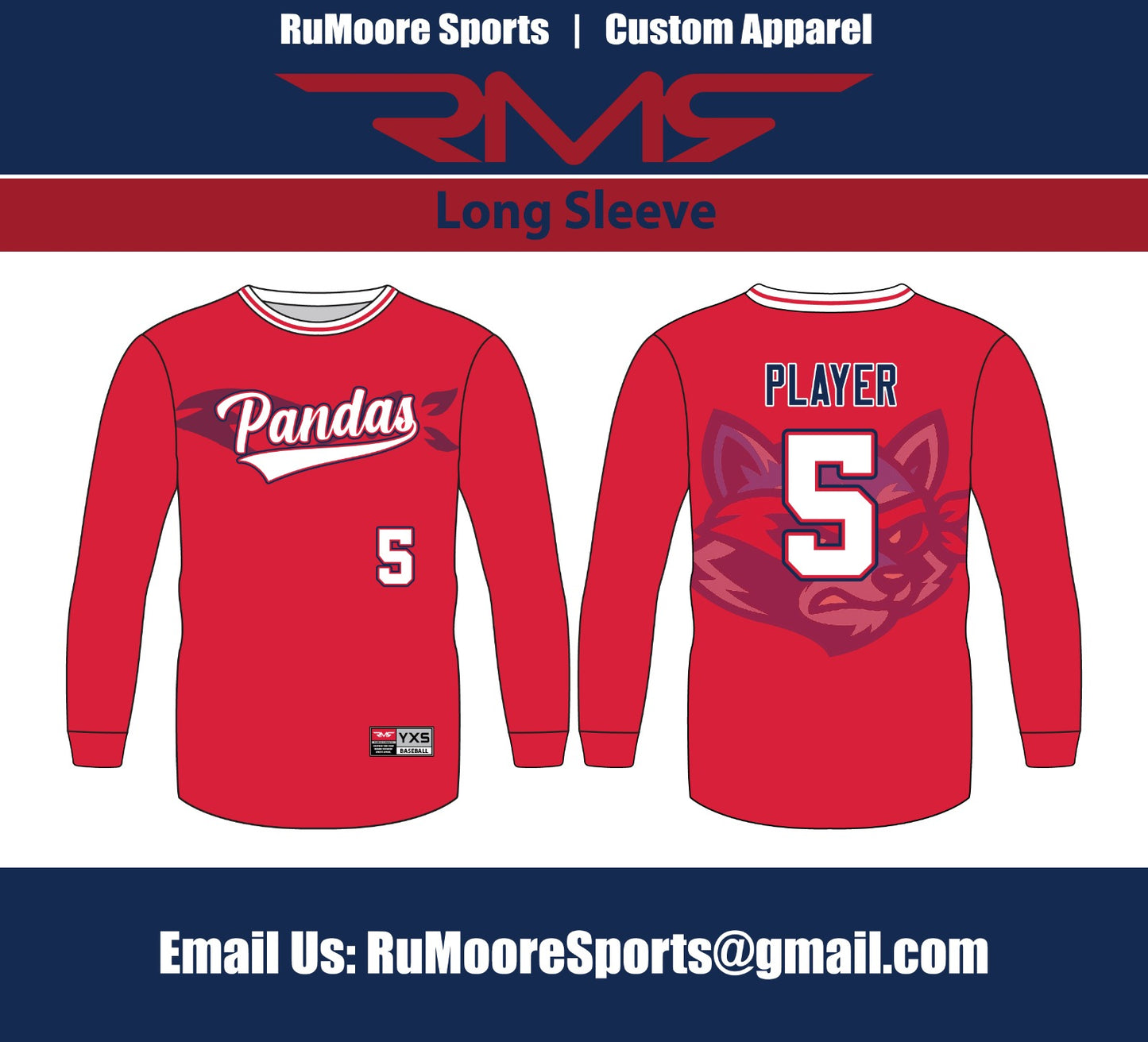 Pandas Long Sleeve Crew Jersey